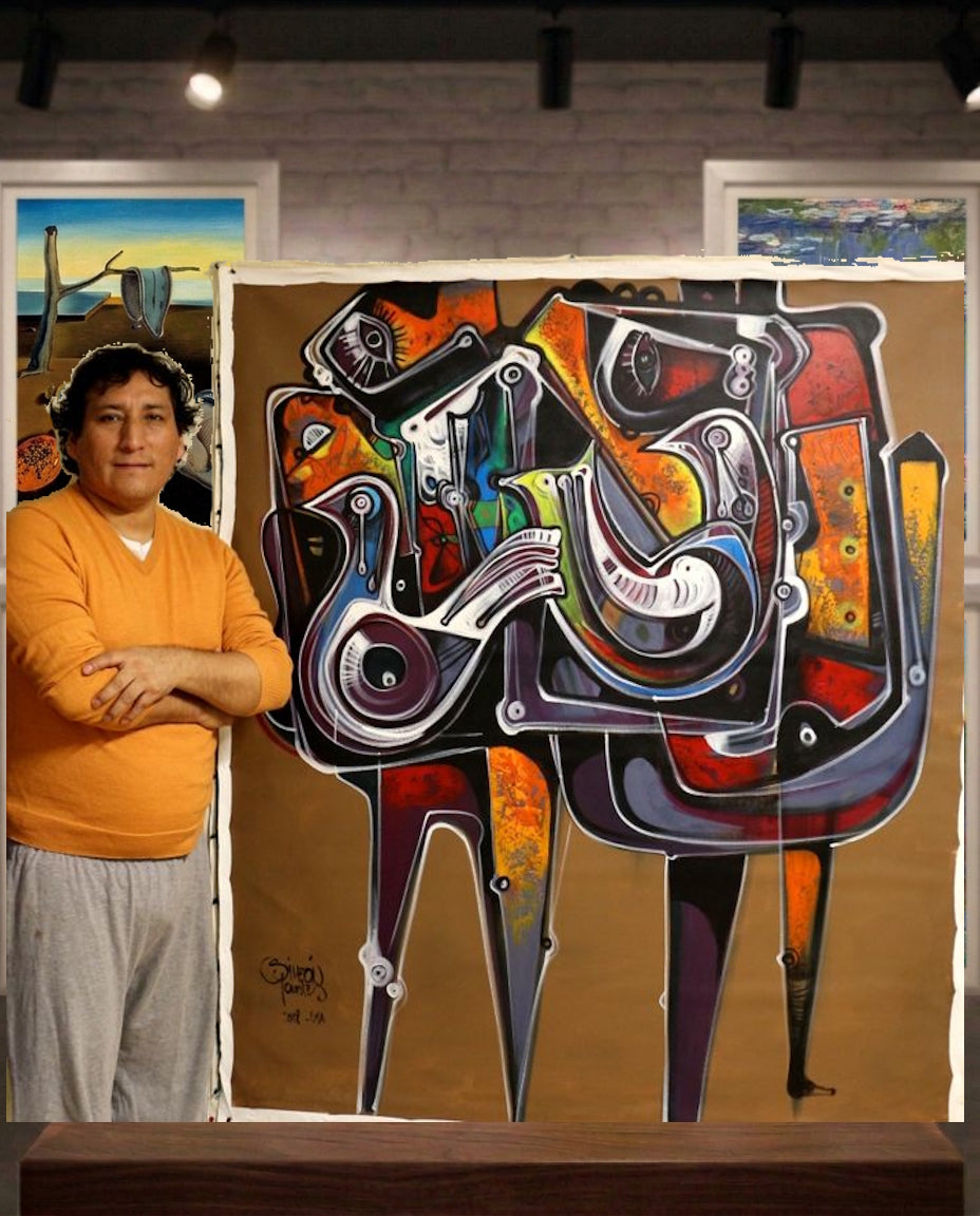 150x120 Acrylique Palomas de Paz y Amor par Simeon Gonzales