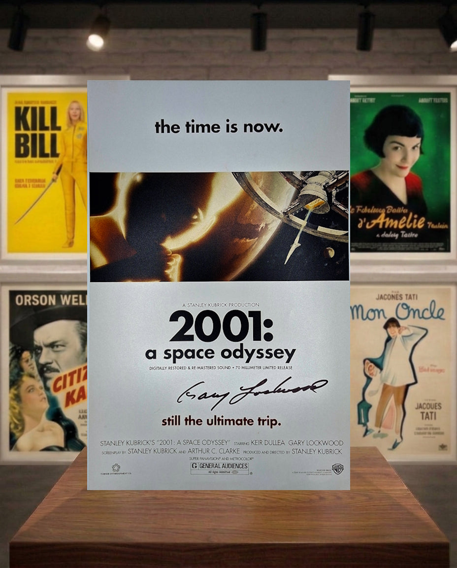 Poster 28x43cm 2001 L'Odyssée de l'espace signée par  Gary Lockwood. JSA