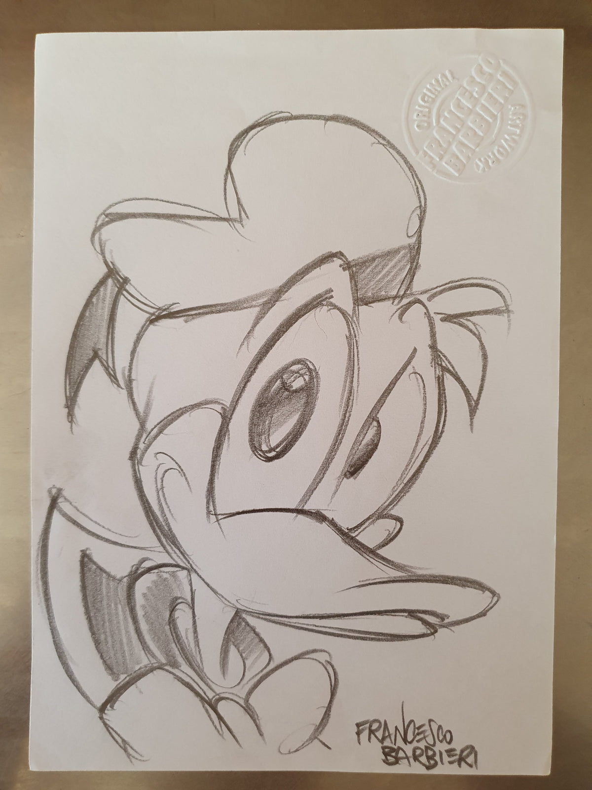 Donald Duck dessin original par l'artiste Francesco Barbieri