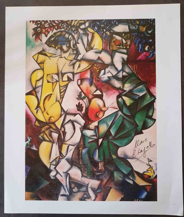 Lithographie signée de Marc Chagall Adam et Eve