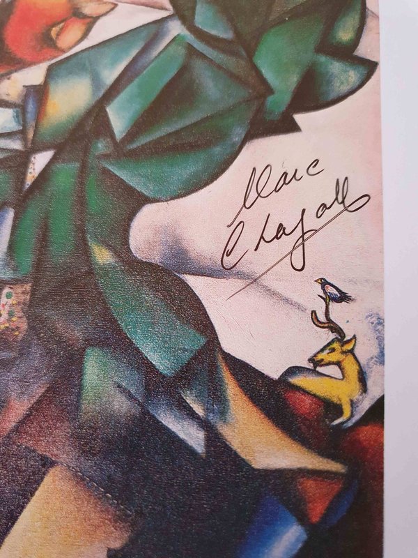 Lithographie signée de Marc Chagall Adam et Eve