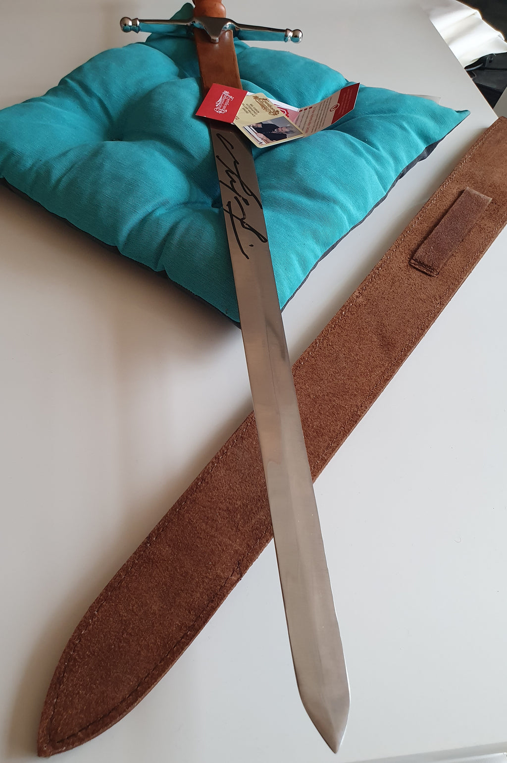 Machette Braveheart signée par Mel Gibson. Certificat d'authenticité avec photo