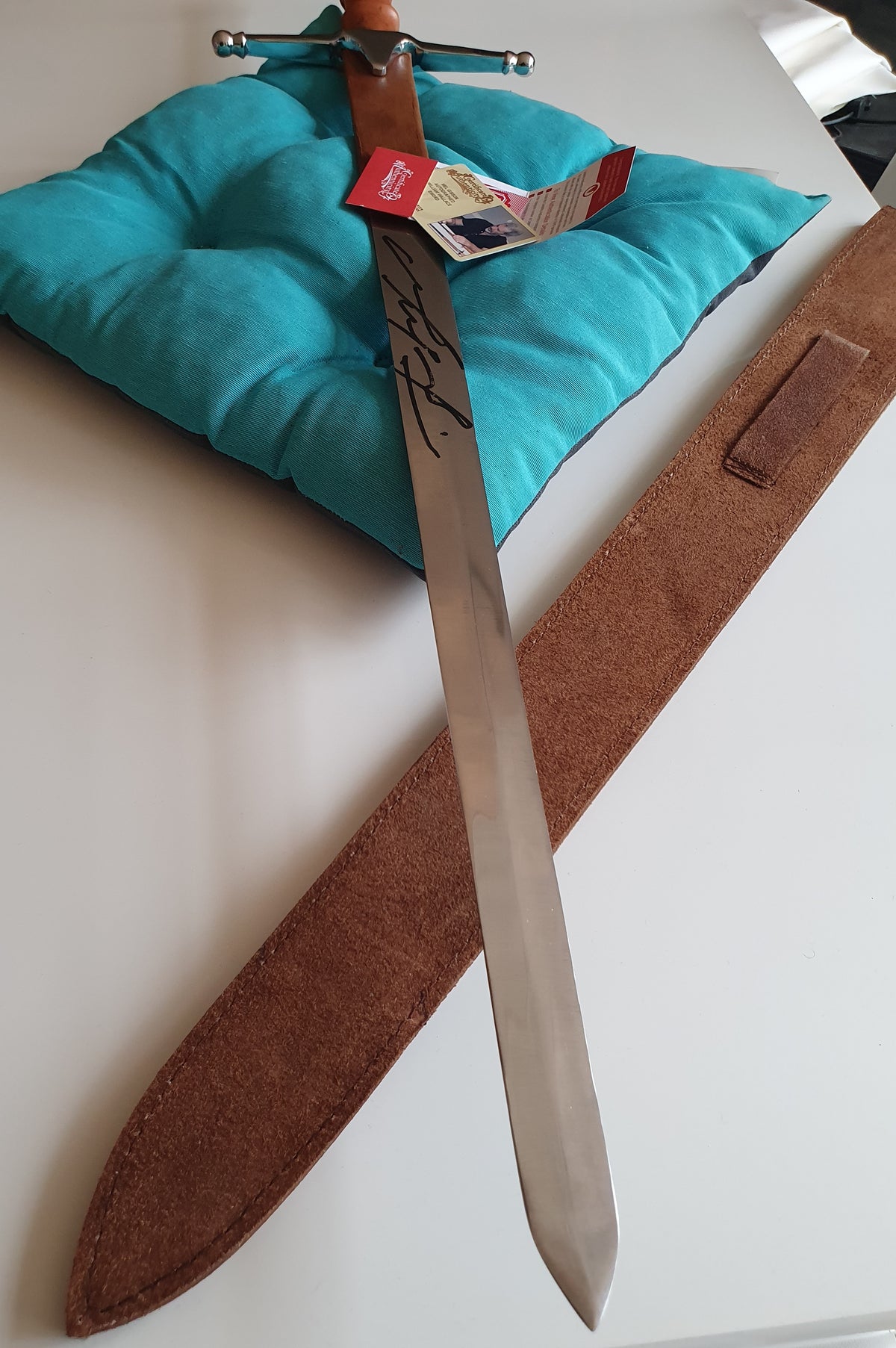 Machette Braveheart signée par Mel Gibson. Certificat d'authenticité avec photo