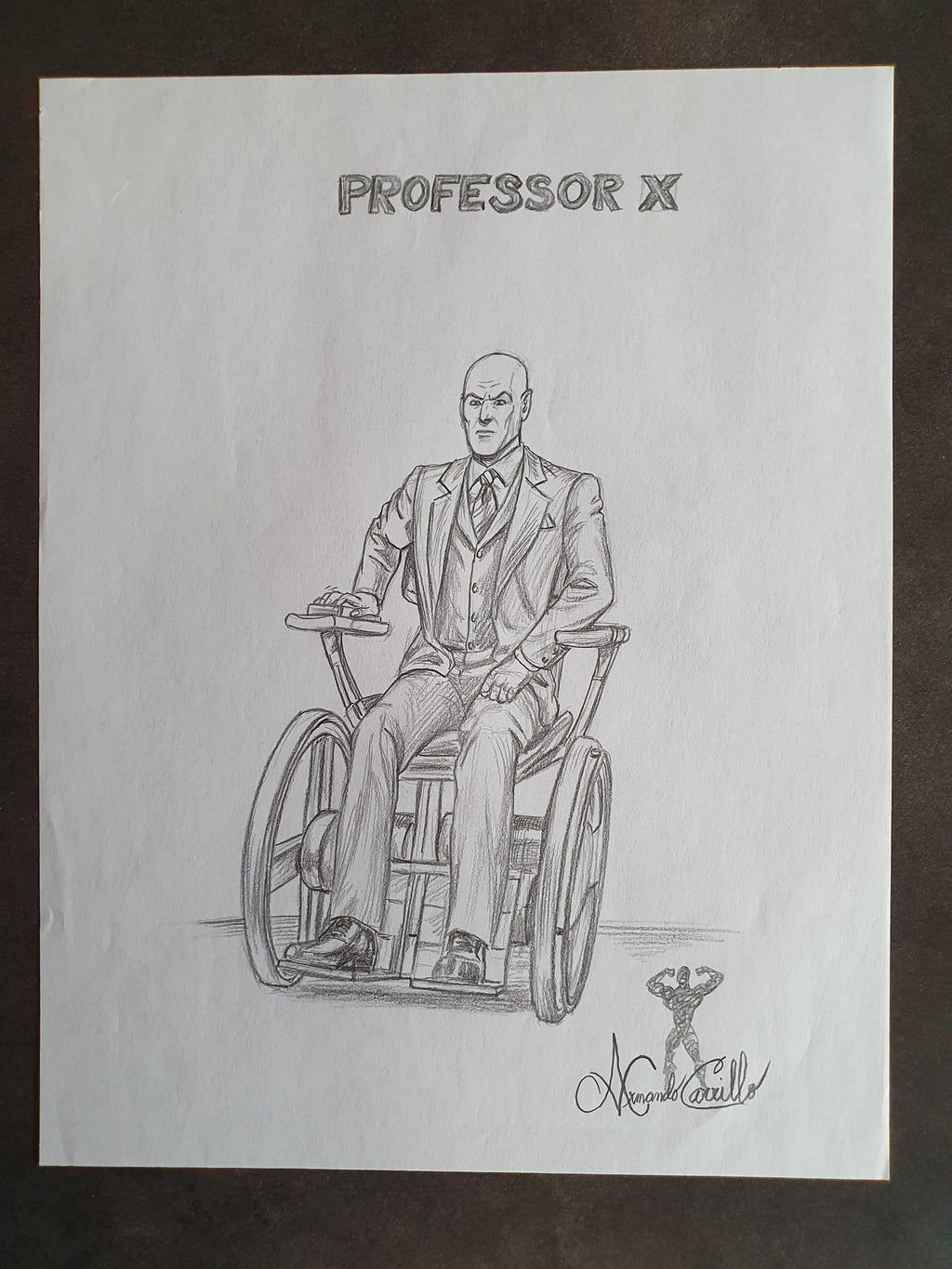 Dessin original représentant le Professeur X (Xavier) des X-Men Marvel