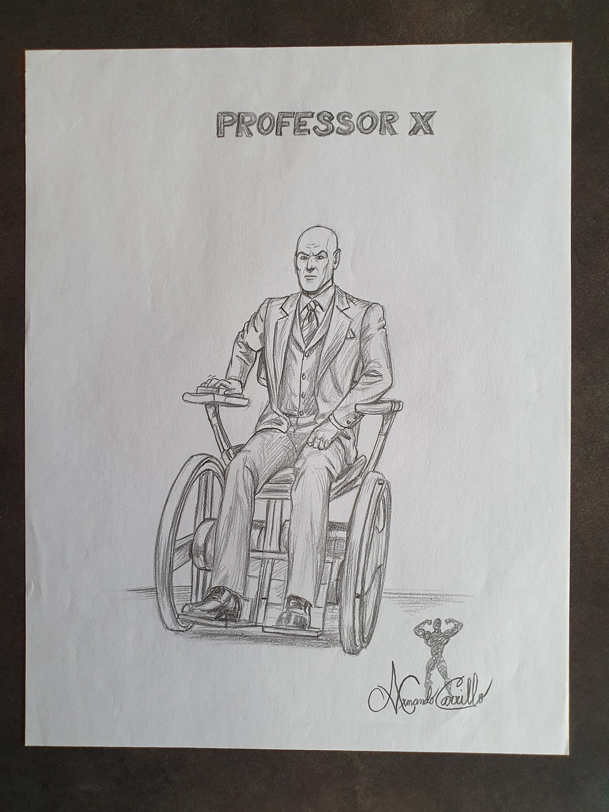 Dessin original représentant le Professeur X (Xavier) des X-Men Marvel
