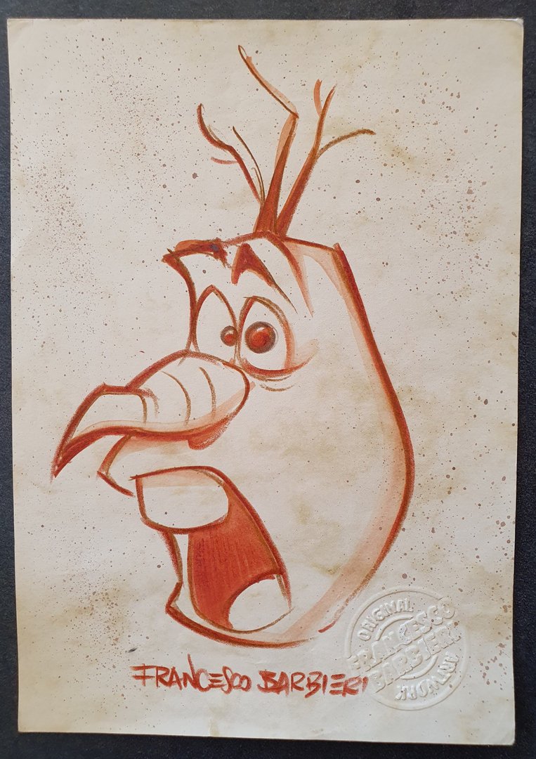 Olaf, La reine des neiges, Disney. Dessin original.
