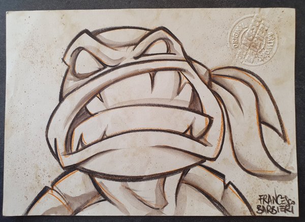 Tortue Ninja fâchée. Dessin original.