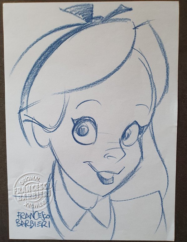Alice au pays des merveilles, Disney. Dessin original.