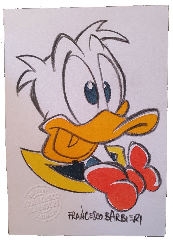 Donald Duck dessin original en couleurs par l'artiste Francesco Barbieri