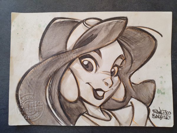 Jasmine plus magnifique que jamais. Aladdin, Disney. Dessin original.