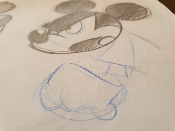 Mickey Mouse sketch, Disney. Dessin original.