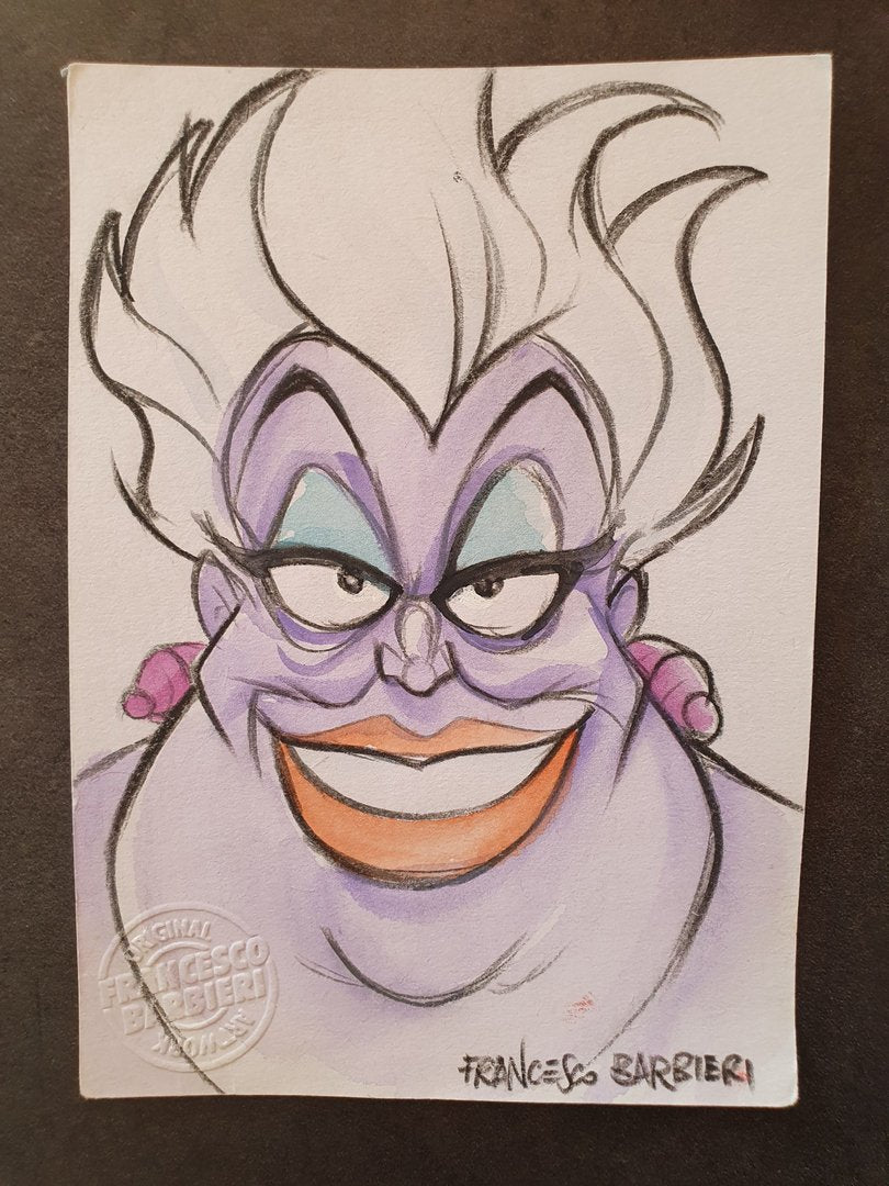 Ursula, La petite sirène, dessin original par Francesco Barbieri
