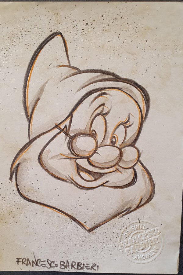 Prof, le chef des 7 nains, dessin original