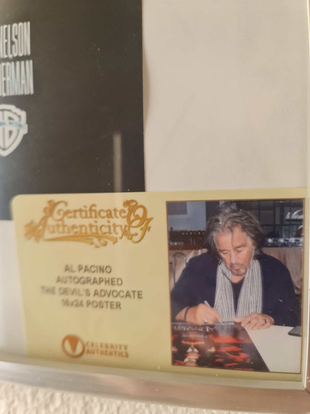 Autographe d'Al Pacino sur le poster de L'Associé du Diable. Keanu Reeves.