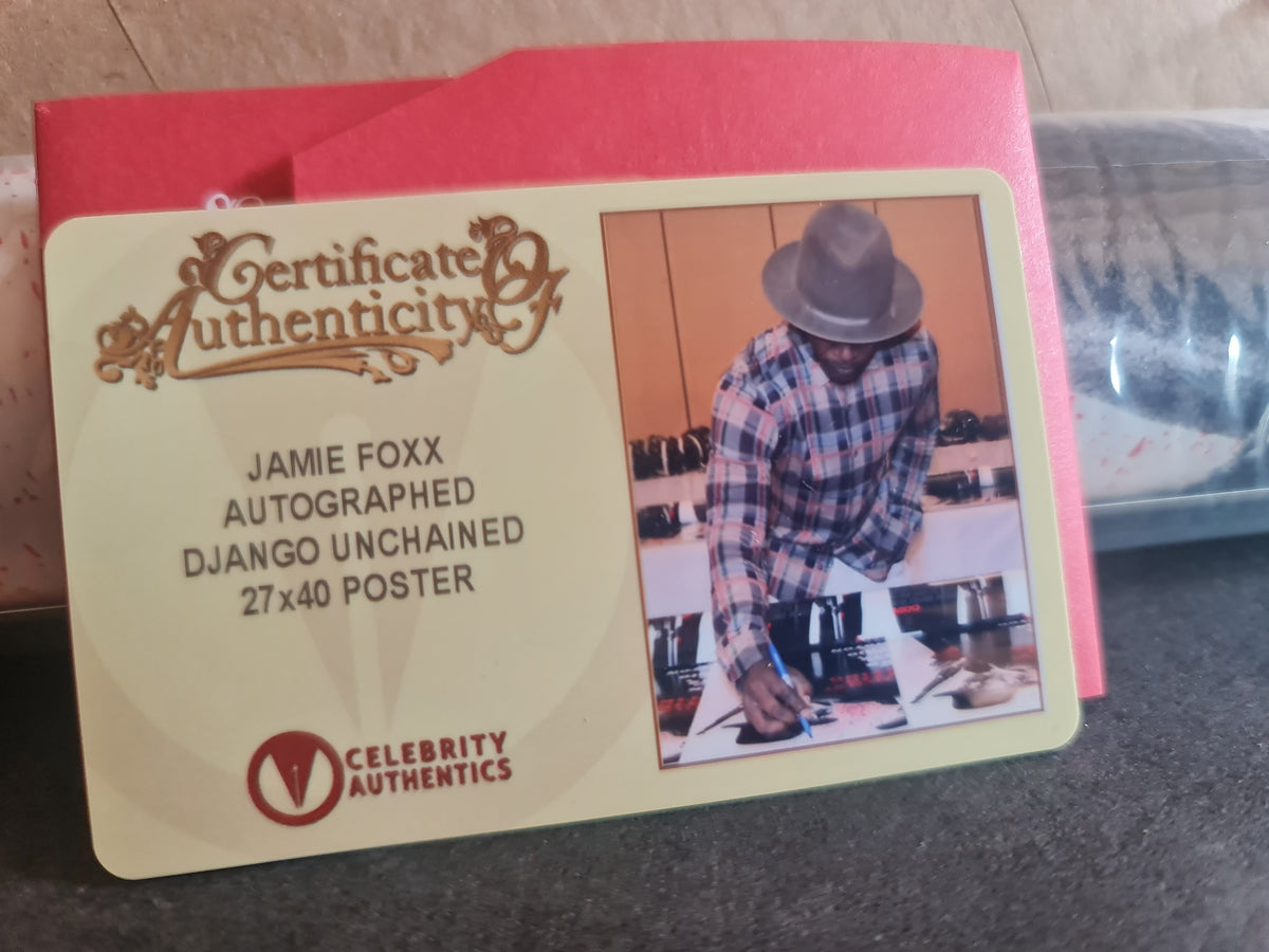 Affiche Django Unchained Tarantino signée par Jamie Foxx. Certificat authenticité