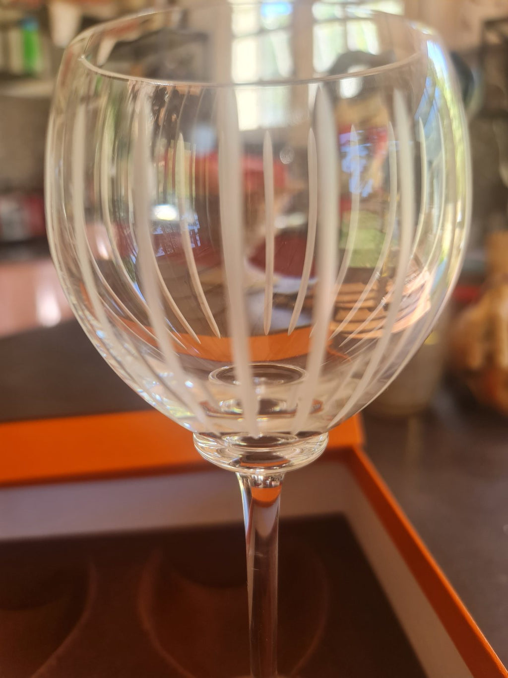 Deux verres à vin en cristal Hermès modèle Fanfare