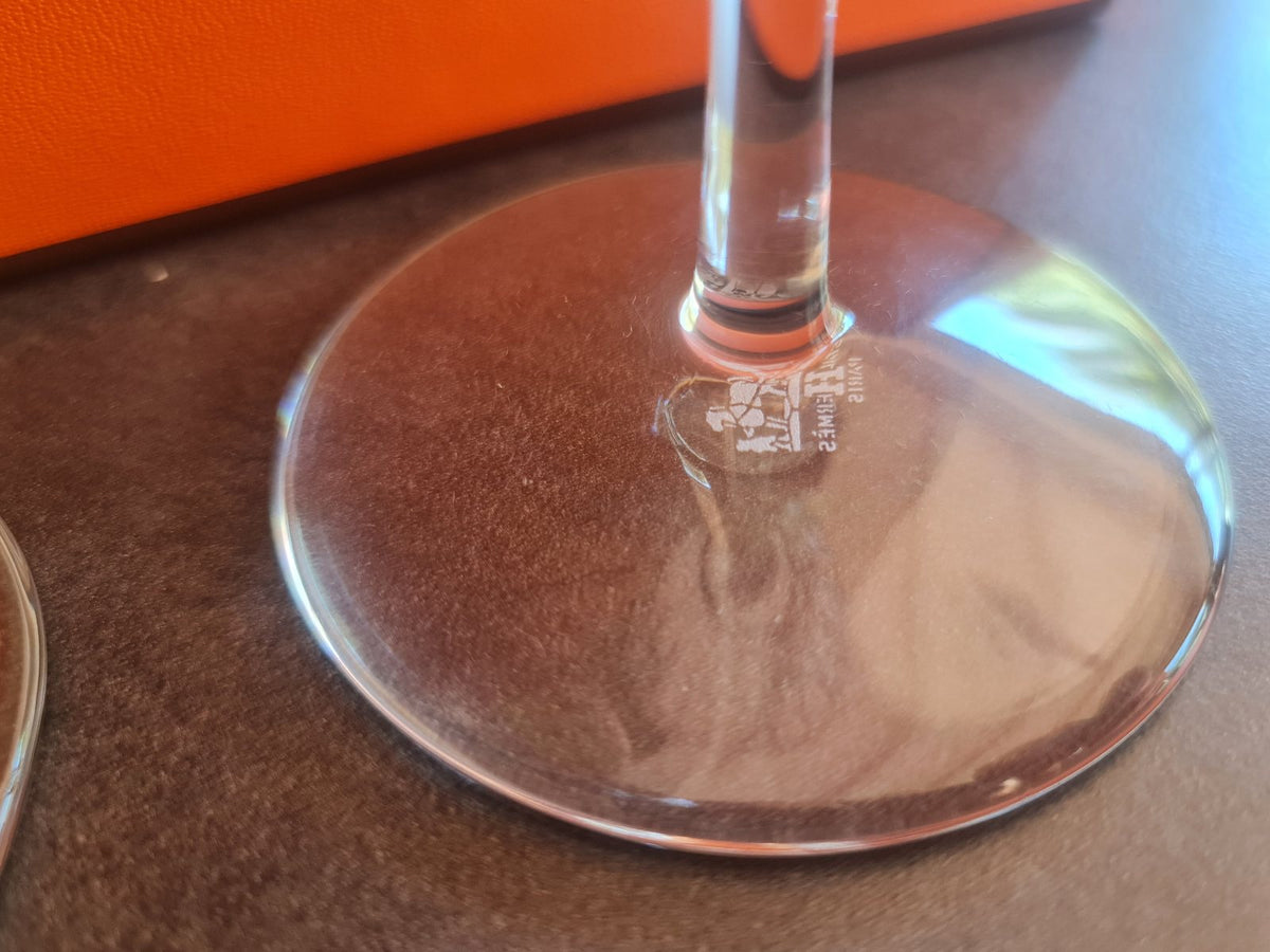 Deux verres à vin en cristal Hermès modèle Fanfare