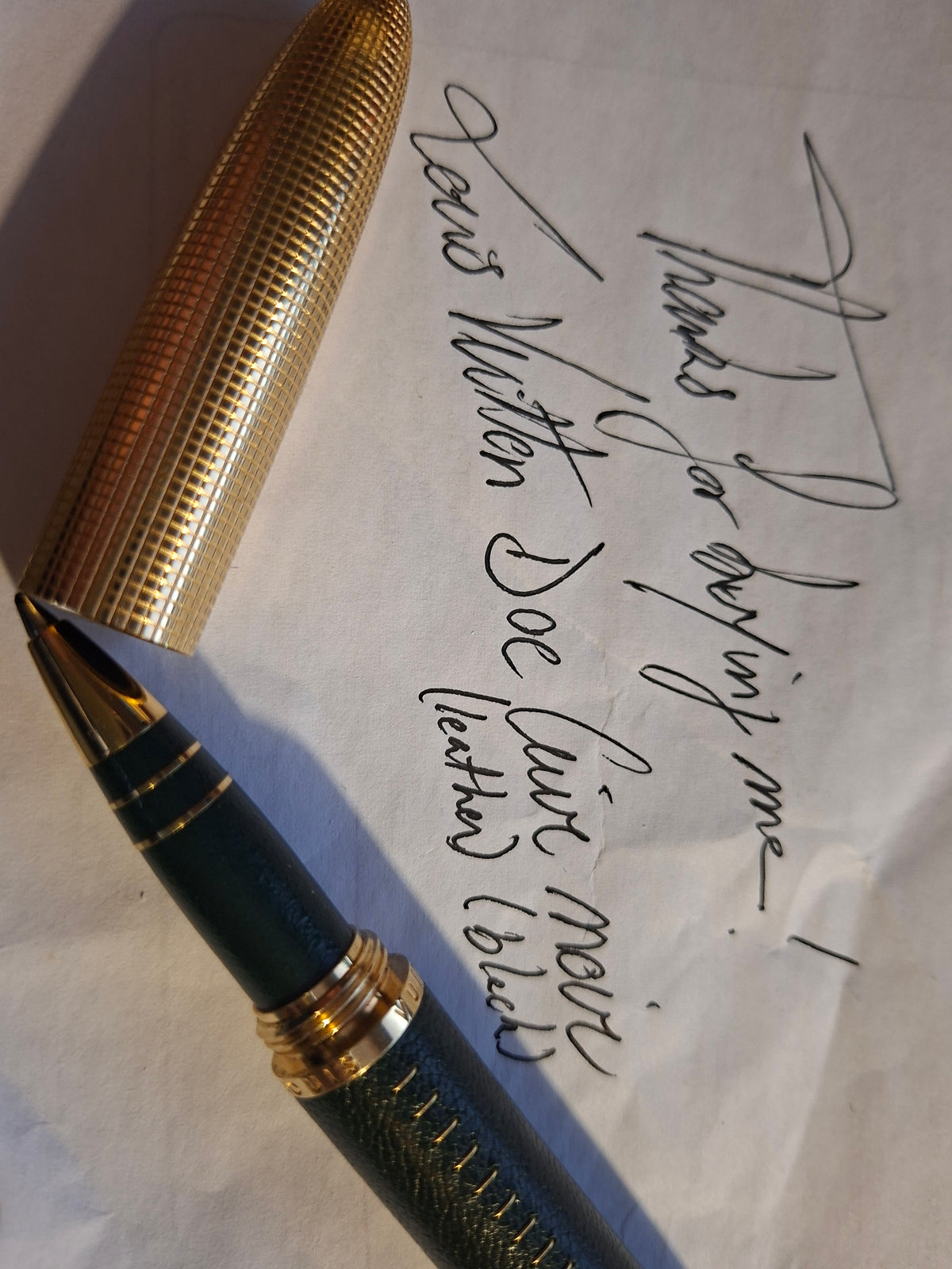 Stylo bille Doc cuir Louis Vuitton - cuir de chèvre, noir.