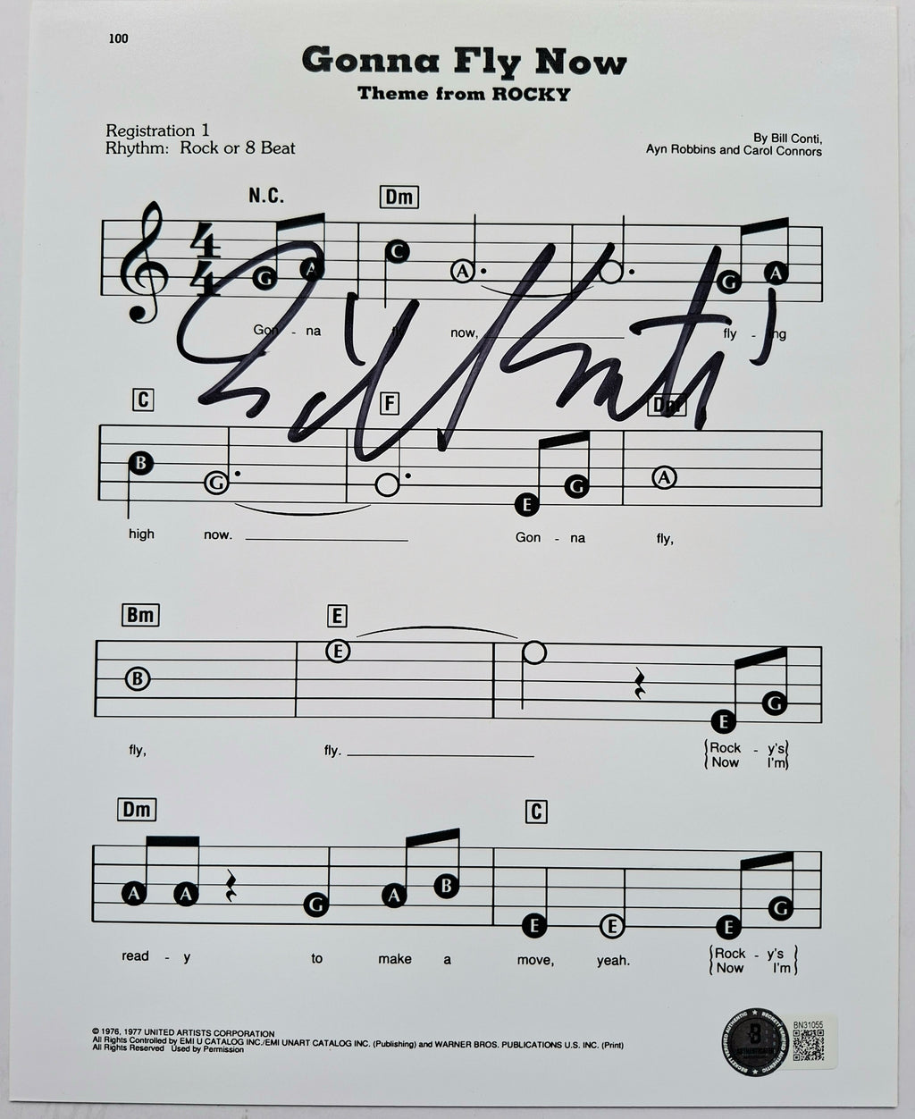 Partition du thème du film Rocky signée par le compositeur Bill Conti