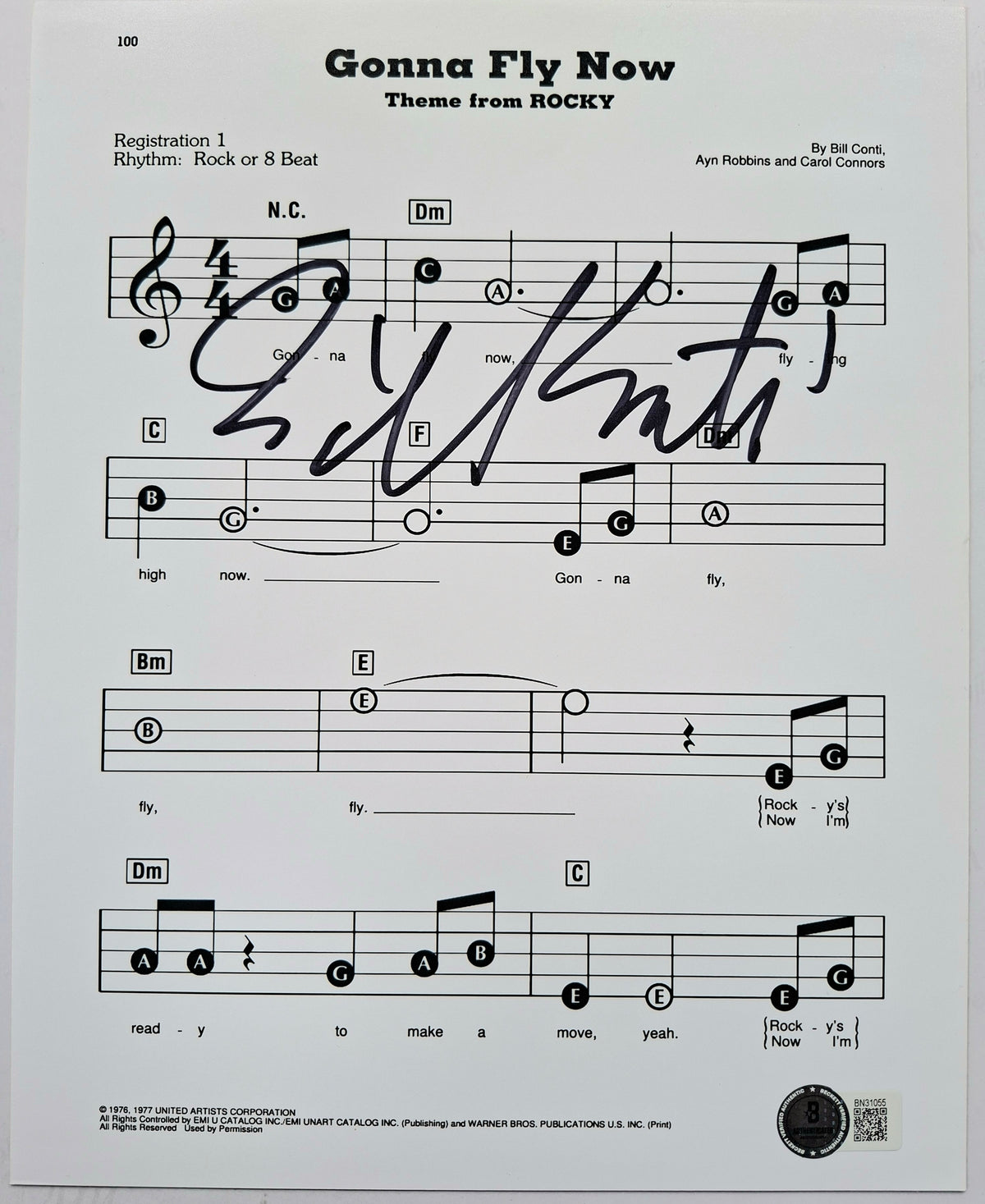 Partition du thème du film Rocky signée par le compositeur Bill Conti
