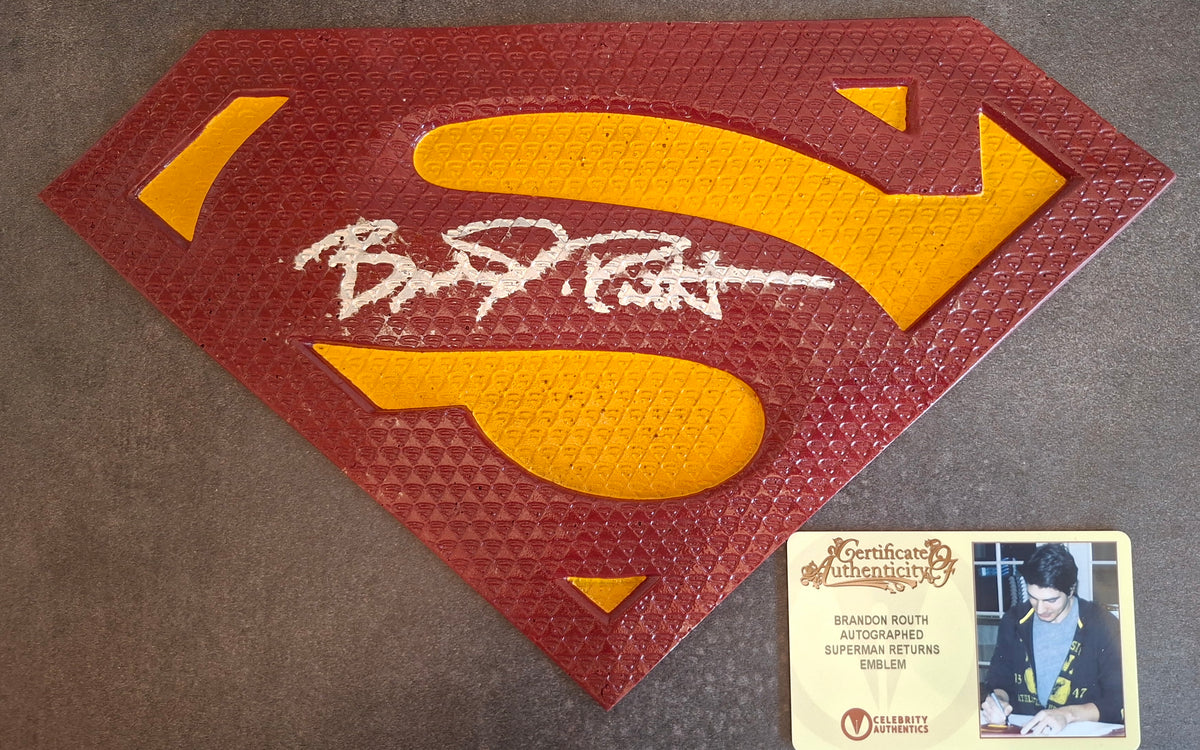 Emblème de Superman avec autographe de Brandon Routh - Celebrity Authentics