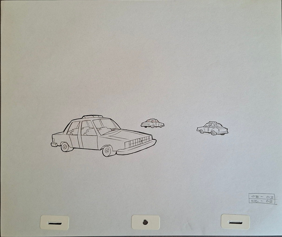 Lieux et situations diverses. Lot de 3 croquis originaux Les Simpson utilisés pour la production 43