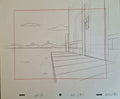 Lieux et situations diverses. Lot de 3 croquis originaux Les Simpson utilisés pour la production 45