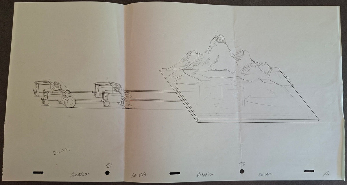 Lieux et situations diverses. Lot de 3 croquis originaux Les Simpson utilisés pour la production 42