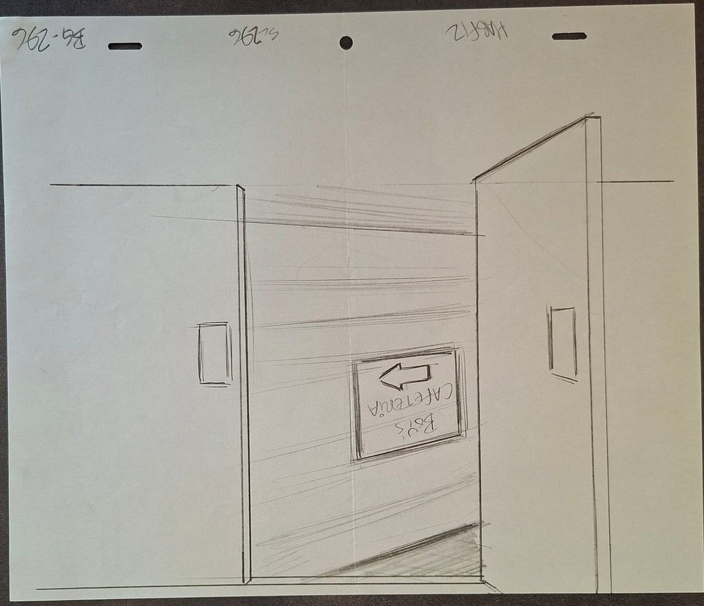 Lieux et situations diverses. Lot de 3 croquis originaux Les Simpson utilisés pour la production 46