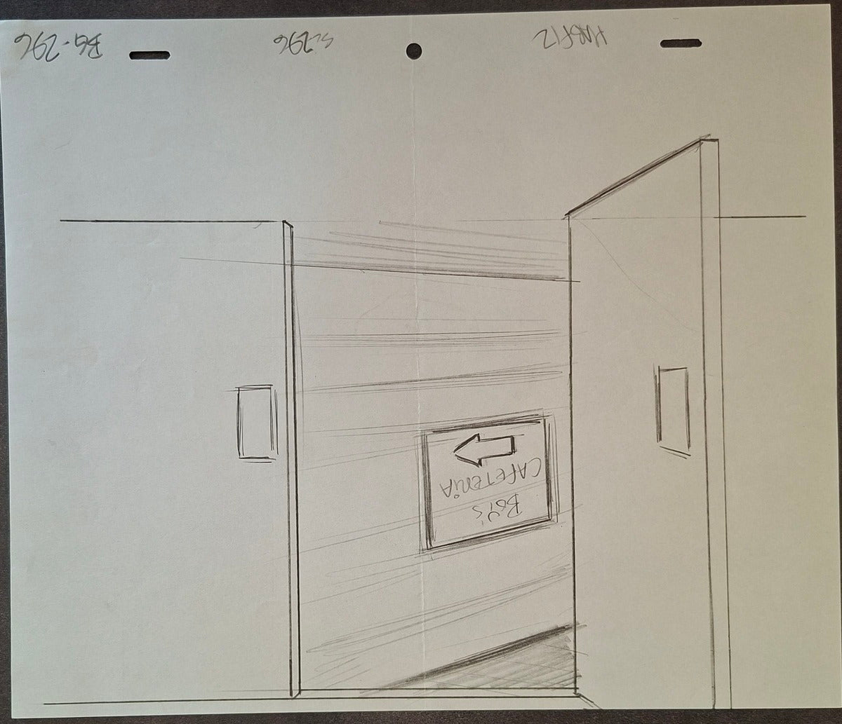 Lieux et situations diverses. Lot de 3 croquis originaux Les Simpson utilisés pour la production 46
