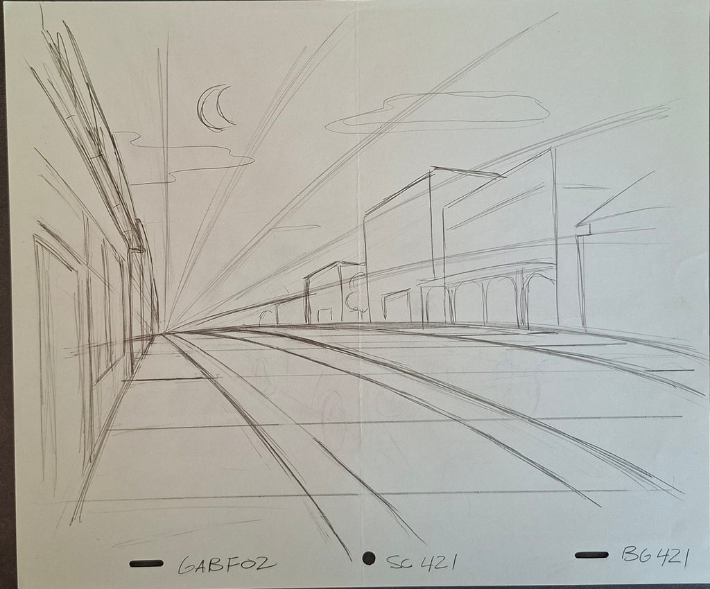 Lieux et situations diverses. Lot de 3 croquis originaux Les Simpson utilisés pour la production 46