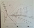 Lieux et situations diverses. Lot de 3 croquis originaux Les Simpson utilisés pour la production 46