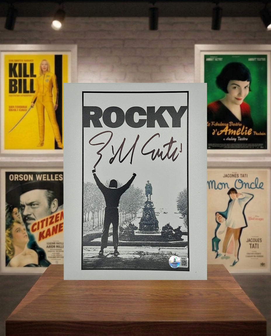 Mini poster de Rocky signé par le compositeur du thème musical du film Bill Conti. Beckett