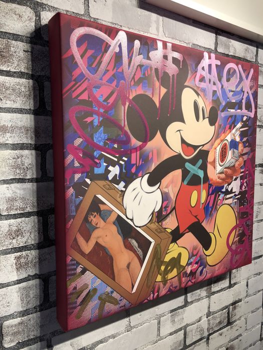 Dillon Boy Mickey Acrylique Oeuvre Originale COA acrylic canvas street art