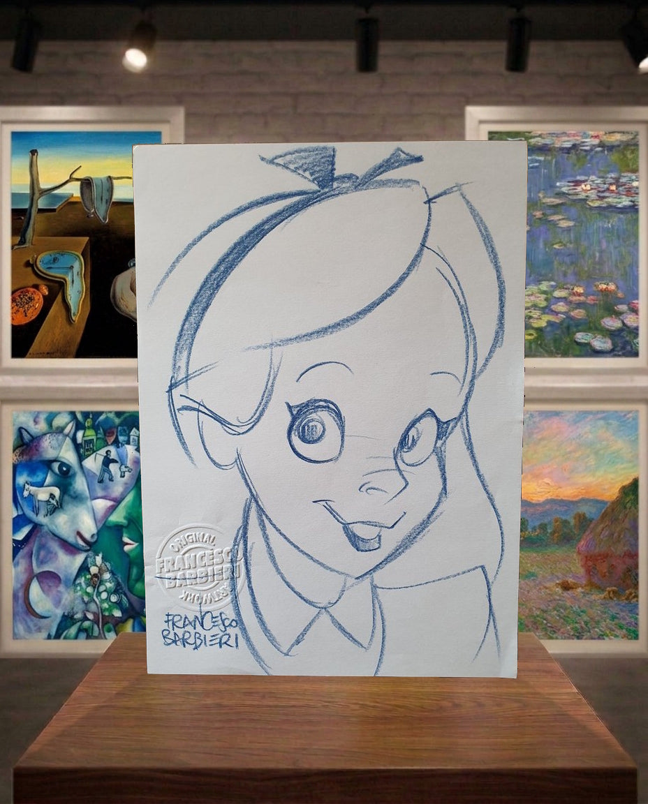 Alice au pays des merveilles, Disney. Dessin original.