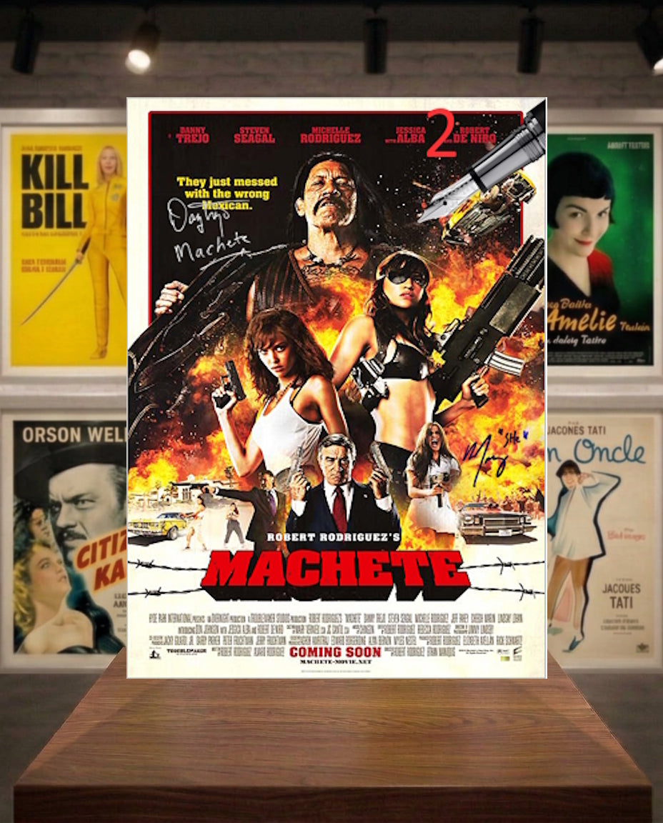 Affiche 101x68 MACHETE signé Danny Trejo et Michelle Rodriguez