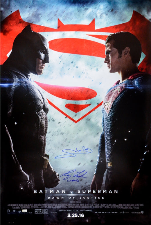 Affiche Batman vs Superman signé par Gal Gadot et Ray Fisher