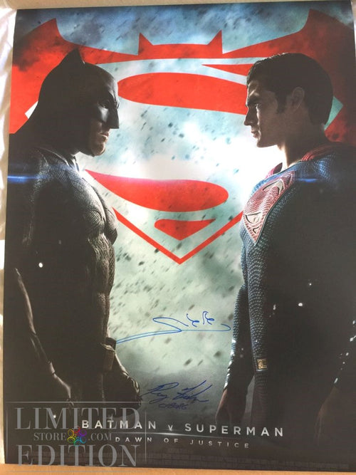 Affiche Batman vs Superman signé par Gal Gadot et Ray Fisher