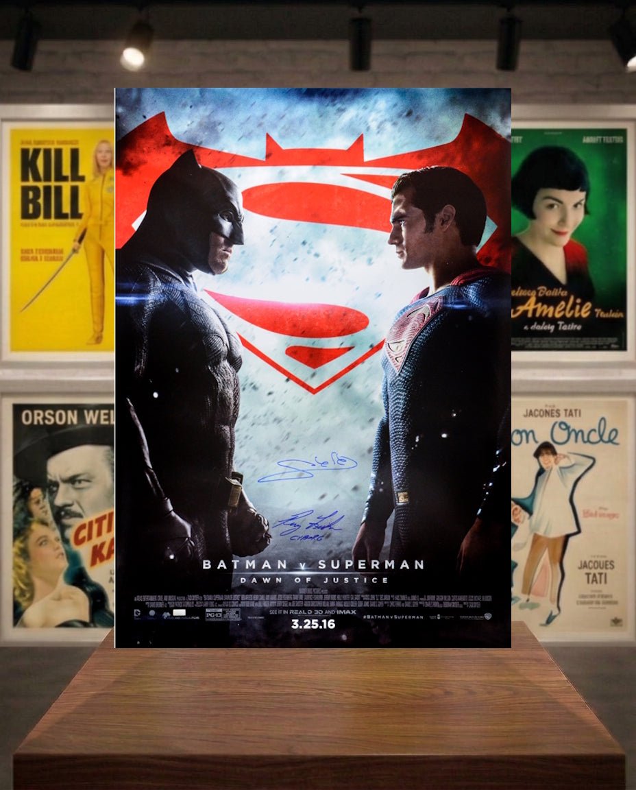 Affiche Batman vs Superman signé par Gal Gadot et Ray Fisher