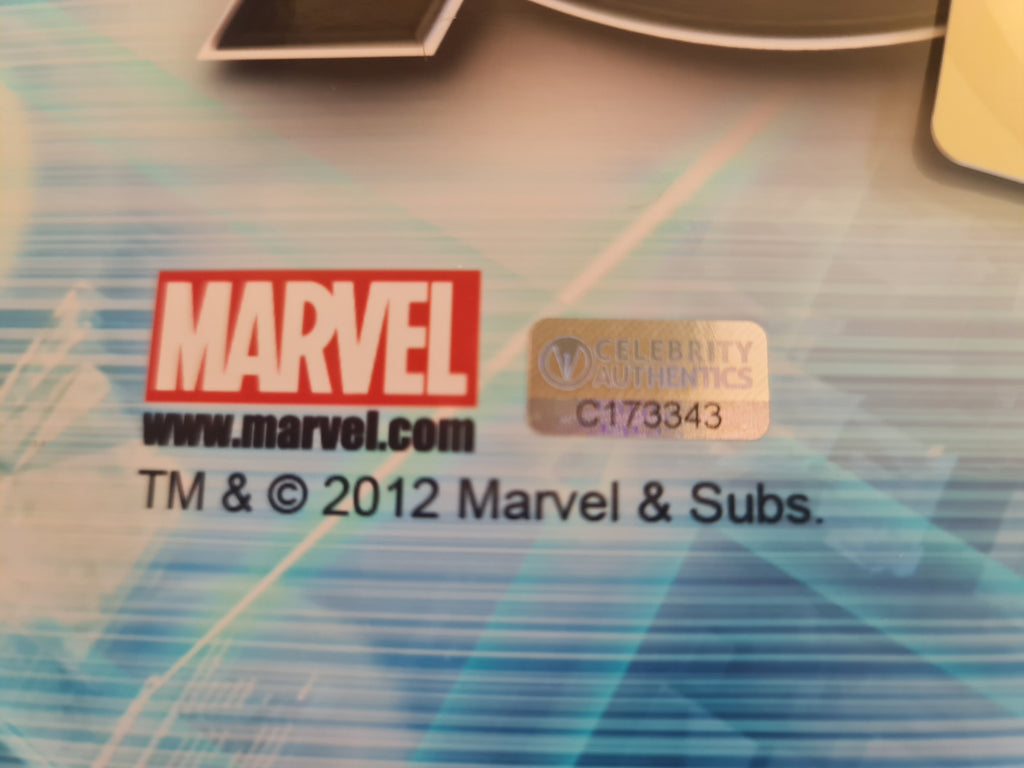 Avengers MARVEL poster signé par : Stan Lee, Evans, Hemsworth, Renner, Ruffalo et Smulders. COA
