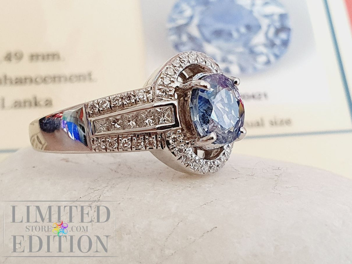 Bague Saphir de Ceylan et diamants
