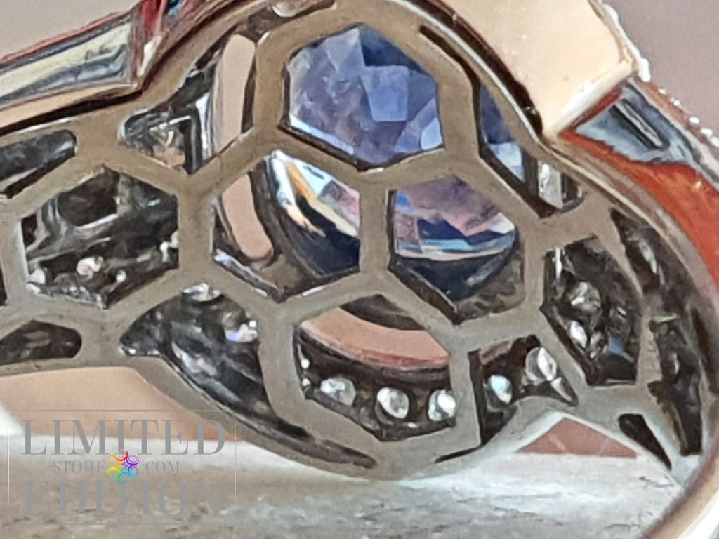 Bague Saphir de Ceylan et diamants