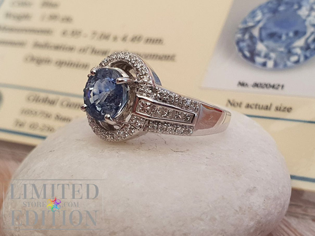 Bague Saphir de Ceylan et diamants