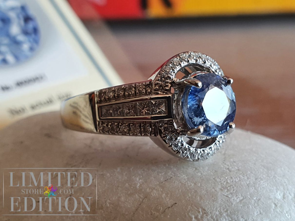 Bague Saphir de Ceylan et diamants