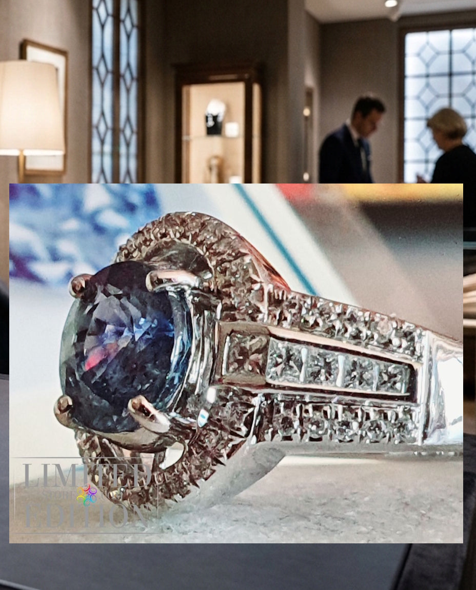 Bague Saphir de Ceylan et diamants