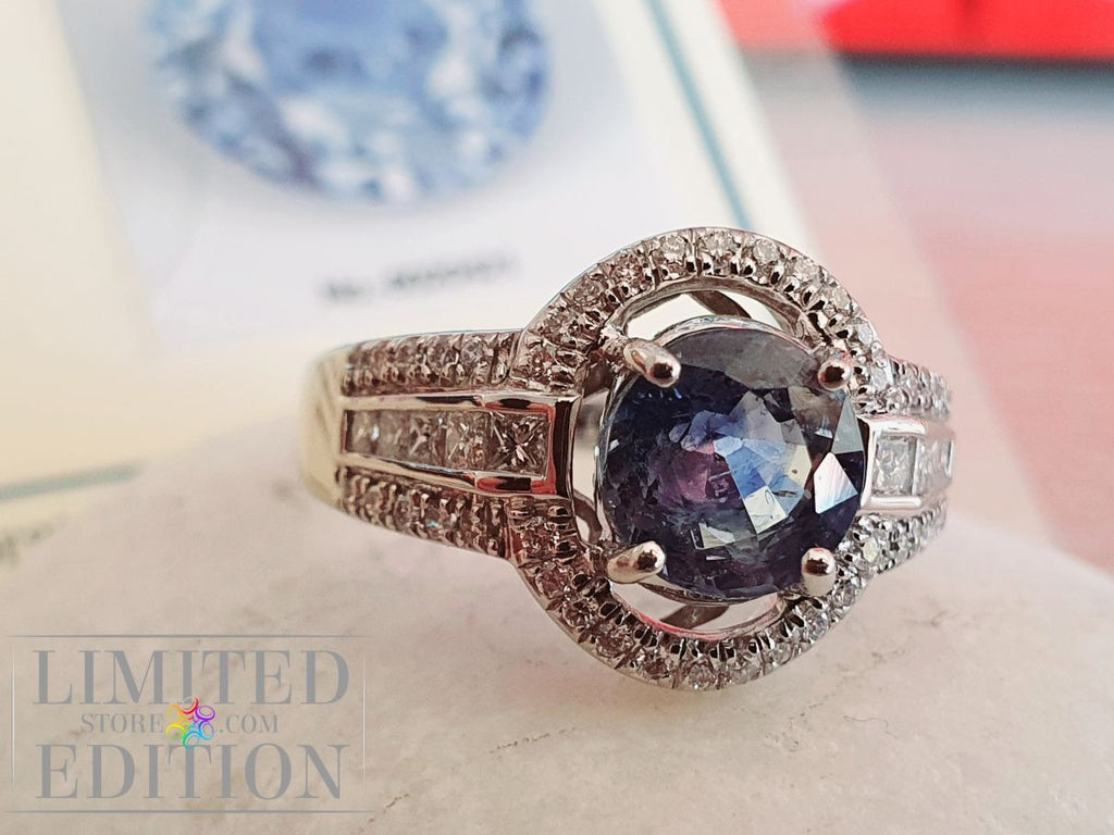 Bague Saphir de Ceylan et diamants