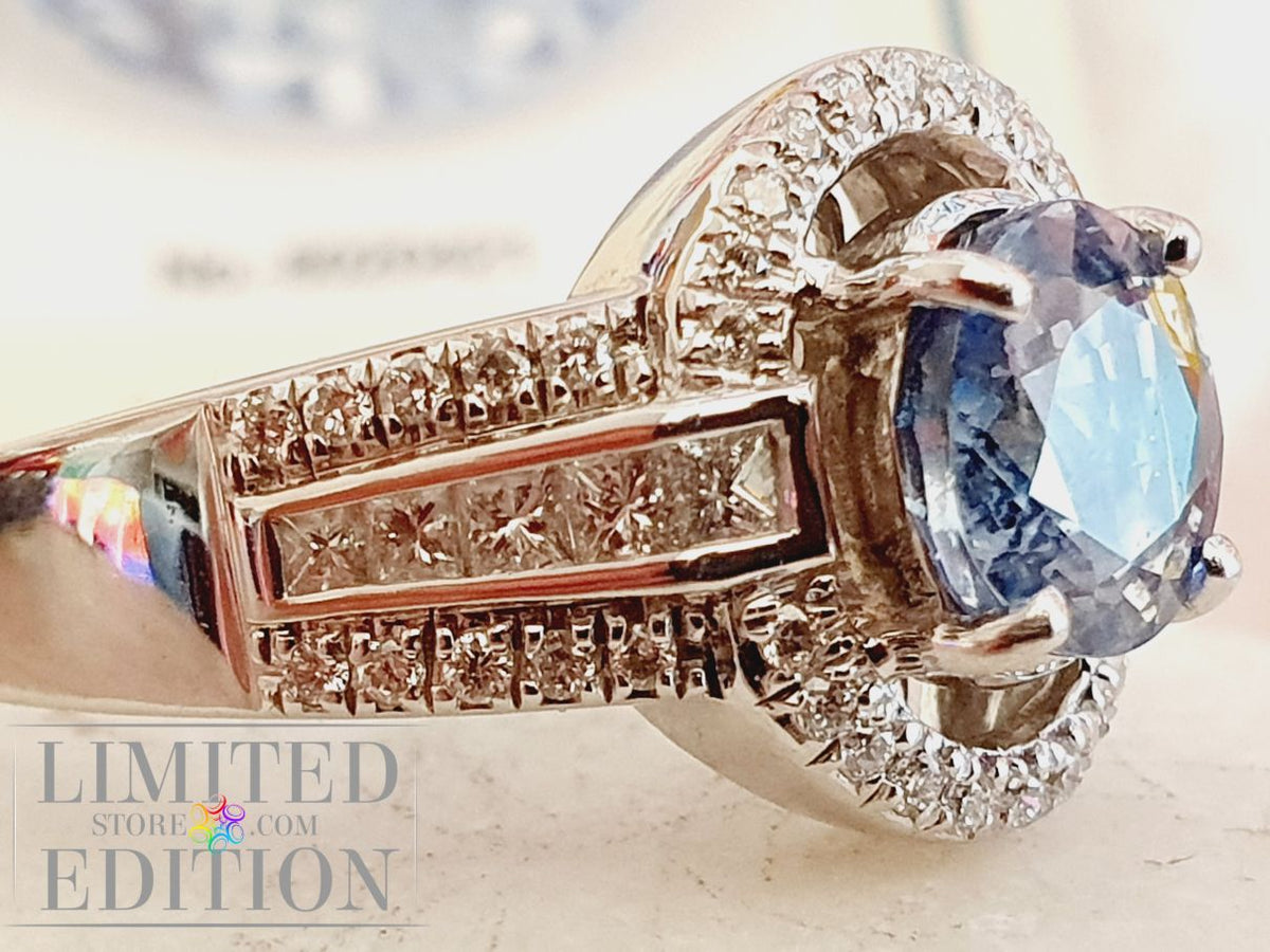 Bague Saphir de Ceylan et diamants