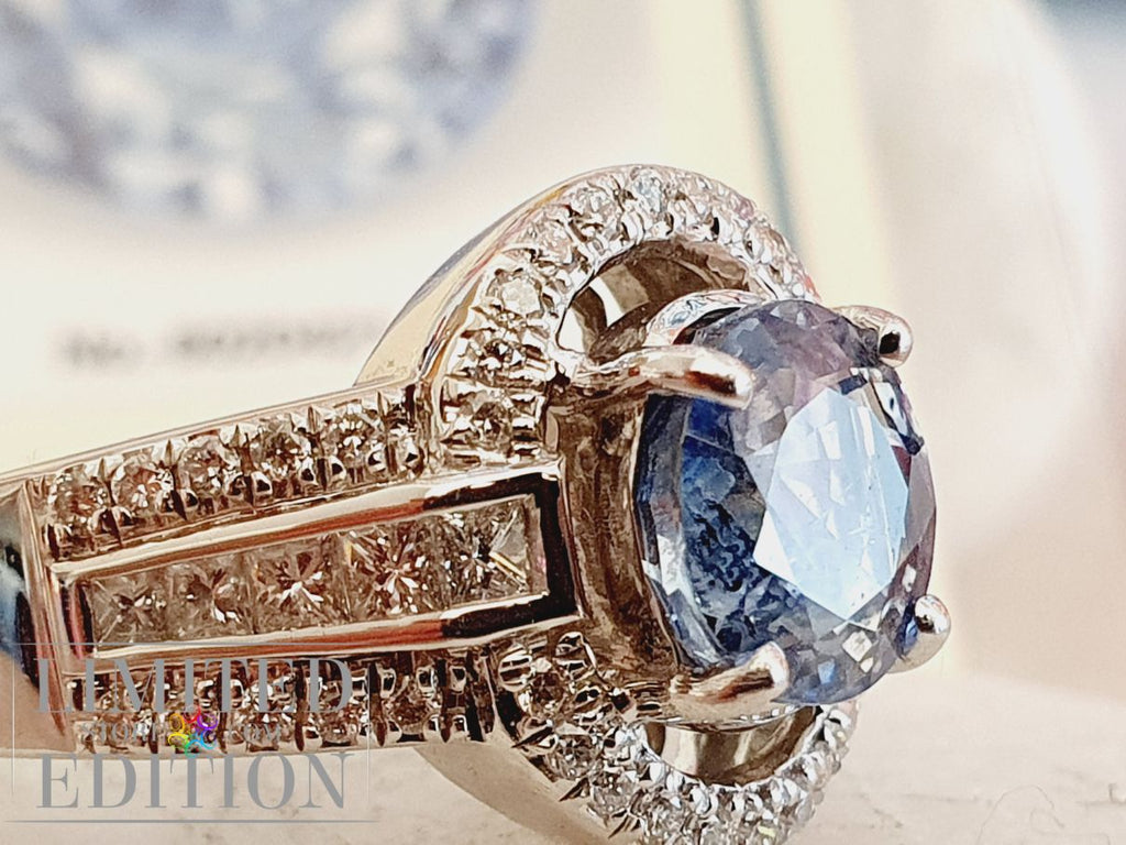 Bague Saphir de Ceylan et diamants