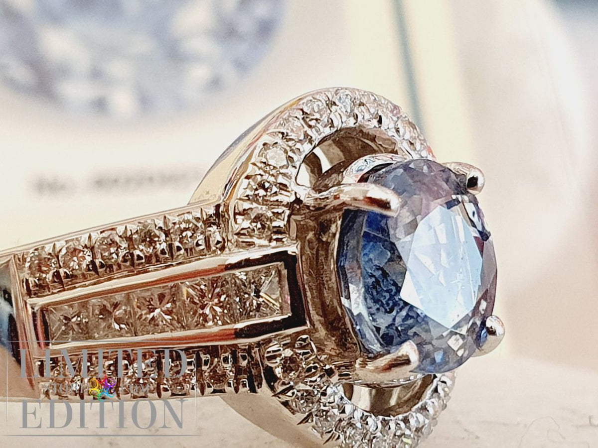 Bague Saphir de Ceylan et diamants