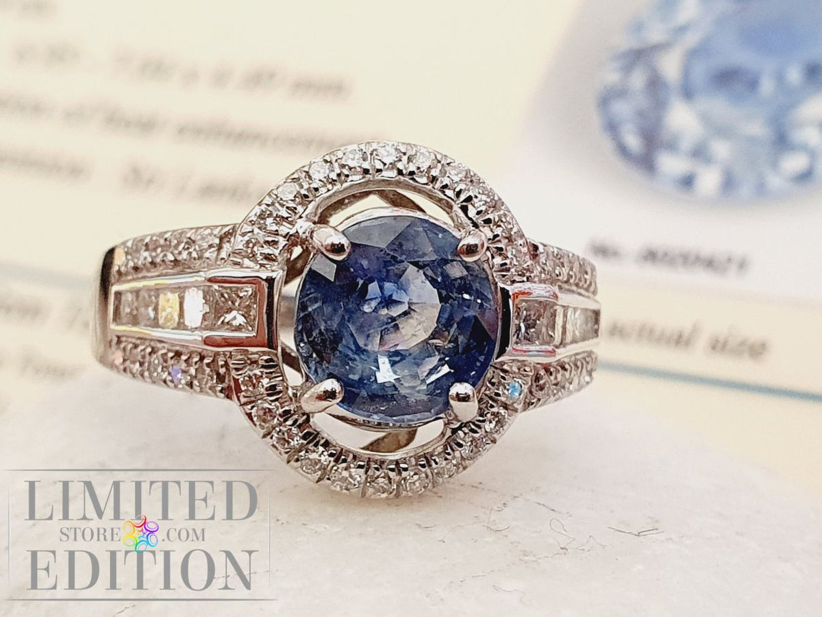 Bague Saphir de Ceylan et diamants